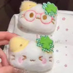 1/2/4pcs Green Clover Cat Plush Small Cat Keyring Cute Charm Keychain for Girls Women Kawaii Bag Pendant Key Chains Couple Gift