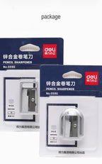1/2Pcs Deli Zinc Alloy Pencil Sharpener Silver Metal Sharpener School Office Sharpener Stationery Supplies