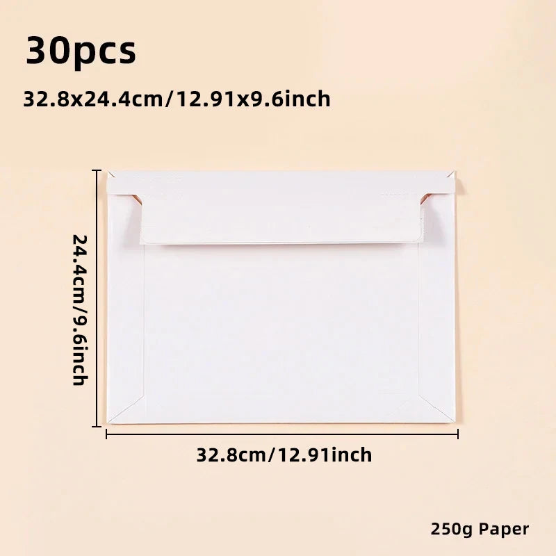30pcs Envelope A3 A4 A5 A6 Postcards Message 250g Kraft Paper Autohesion Invitations Business Letters Express File Storage Bag