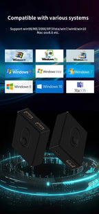 USB 3.0 Switcher KVM Switch 1x2/2x1 Bidirectional USB Hub for Computer Laptop to Keyboard Mouse Printer U Disk USB 2.0 Extender