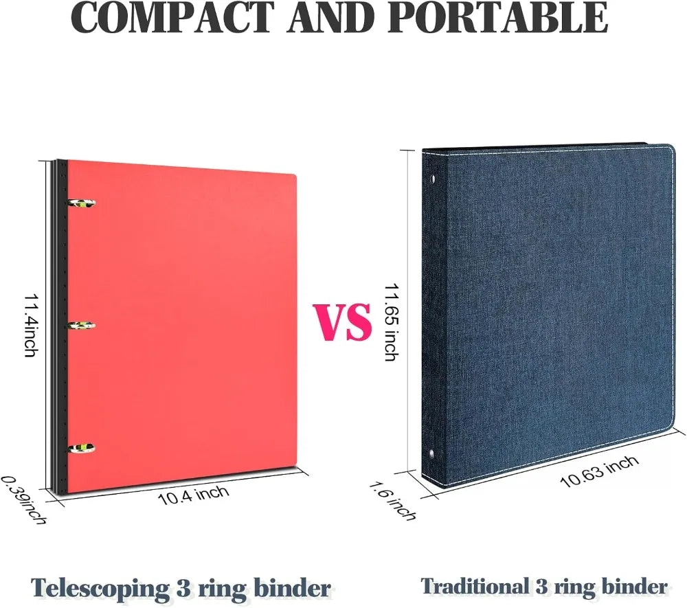 Infun Telescoping 3 Ring Binder 4 Pack, Portable Plastic Binder with Expandable Spine, Foldable Front Cover, Holds 8.5x11 Paper for School Office
