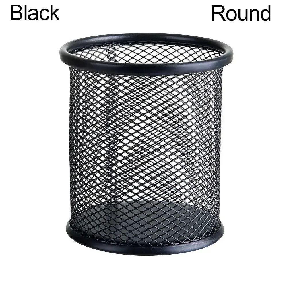 Multifunction Round/Square Mesh Pen Pot Multicolor Pen Holder Desk Tidy Stationery Organiser Pencil Storage Stationery Organiser