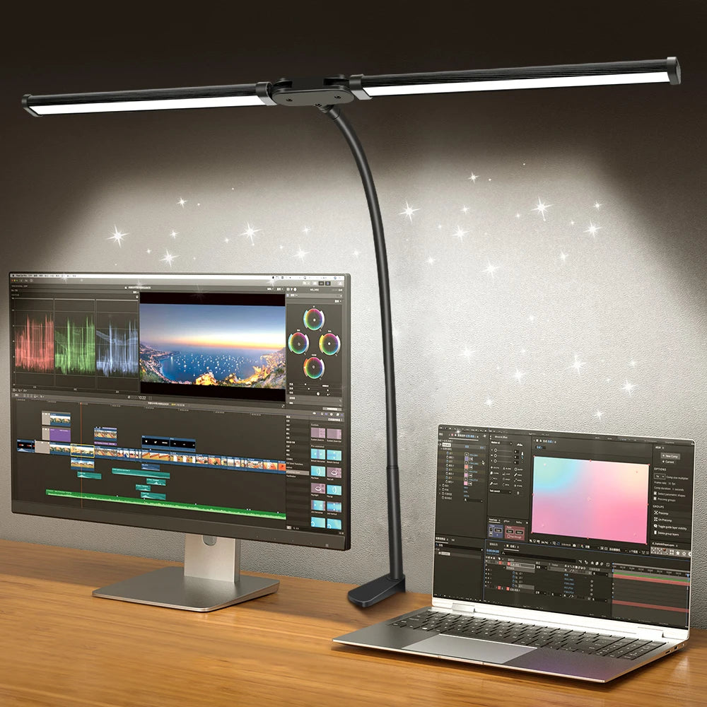 LED Desk Lamp with Clamp Swing Arm Desk Lamps Eye-Caring Dimmable Desk Light with 3 Color Modes and 10 Dimmable led Table lights