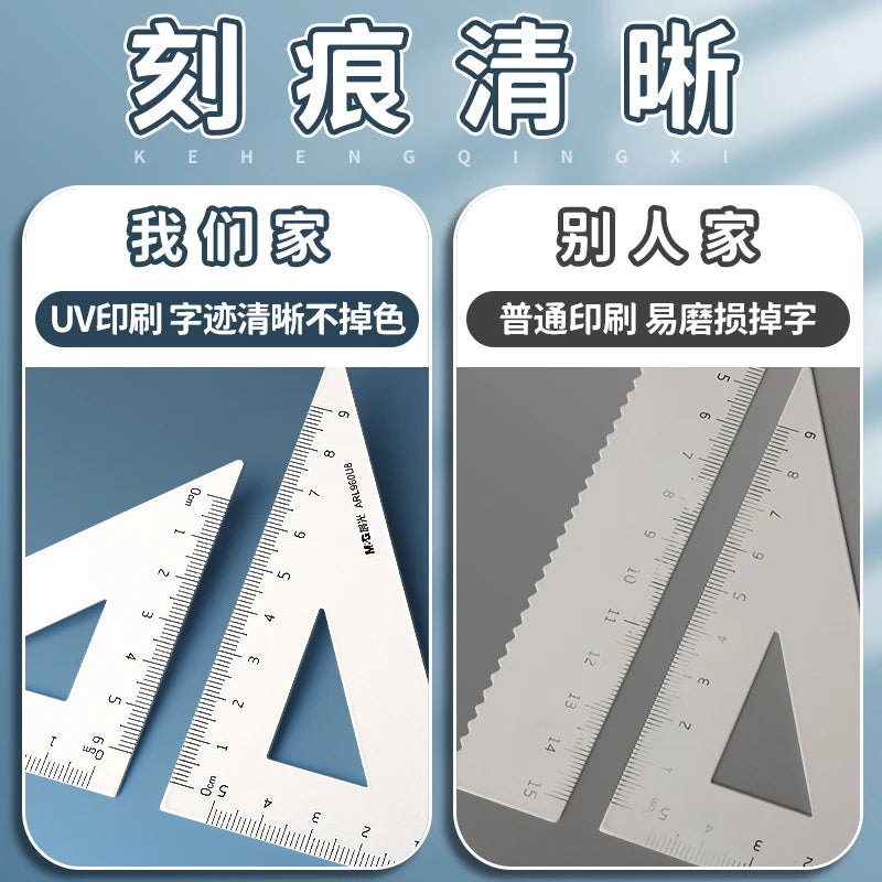 M&G Ruler Set, Cast Iron Material, Straightedge, Triangle Ruler, Protractor, Includes pp Box, Student Math Drawing Set