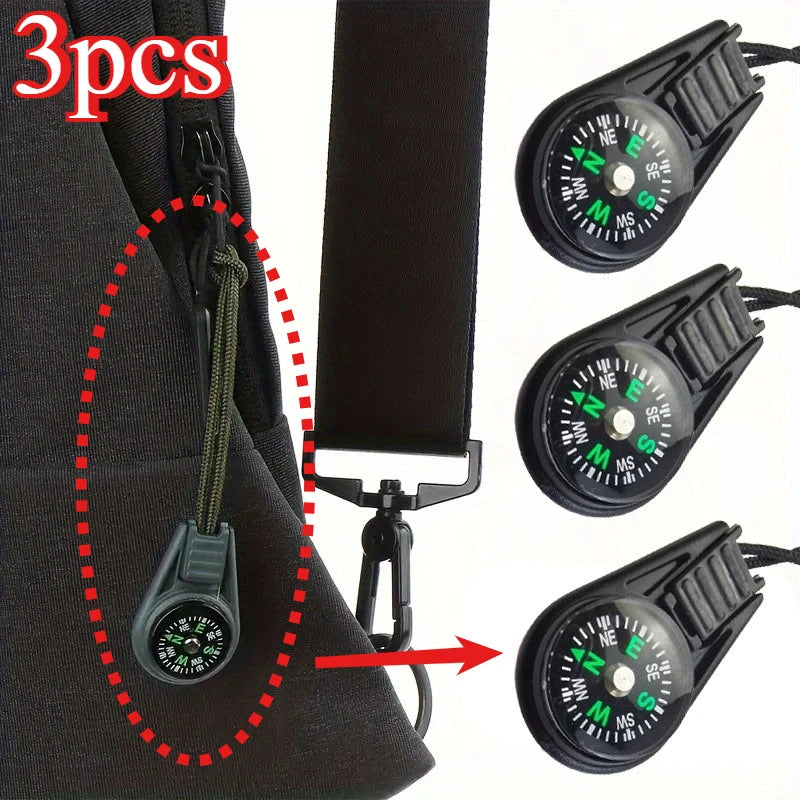 3pcs Portable Mini Compasses Outdoor Survival Tools Hiking Camping Travel Accessories Hanging Compasses