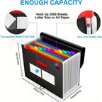 Rainbow 12-24-37Pocket Expanding File - A4 Accordion Folder, Portable Document/Bill/Receipt Holder for Organizing