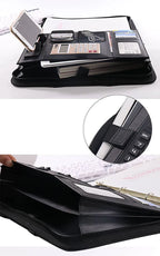 A4 Portable File Folder with Calculator Binder Organizer Manager Office Document Pad Briefcase PU Leather Padfolio Bag Customize