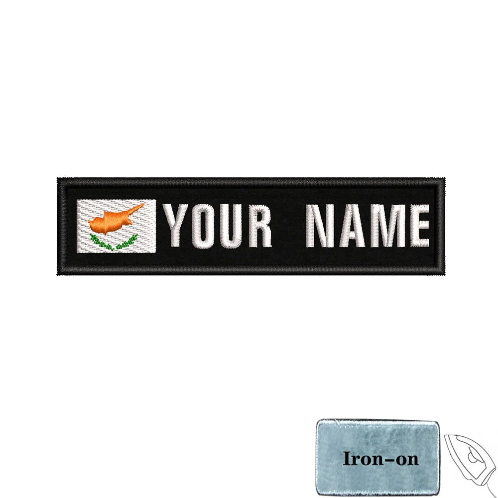 1PC 10cmX2.5cm Custom Name Flag Patch Stripes Badge Iron On Or Hook Loop Armband Germany Luxembourg Armenia Serbia Singapore