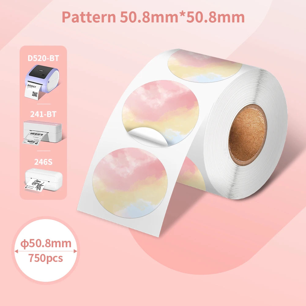 Phomemo PM-241BT Shipping Label Printer Label Sticker Round Label Square Label Rainbow Color DIY Logo Design Small Business