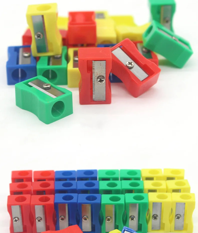 8pcs Mini Colored Single Hole Rectangular Plastic Pencil Sharpener for Elementary School Students, Manual Turning Pencil Sharpe