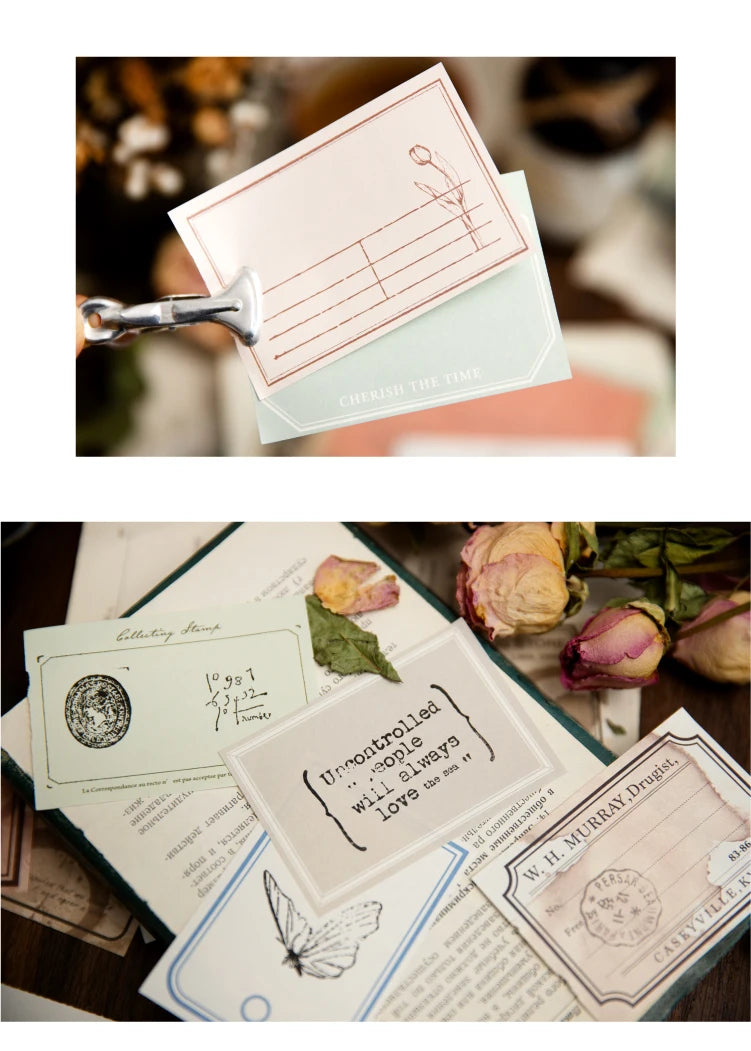 Yoofun 96 sheets Vintage Style Memo Pad Material Paper for Journal Planner Scrapbooking Materials Stationery Notes Paper