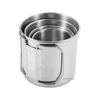 250/350/500/700ml Stainless Steel Camping Cup Portable Outdoor Water Cup Mug With Foldable Handle Kitchen Drinkware