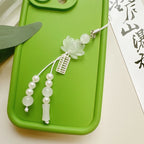 New Chinese-style Handmade Beaded Lotus Pendant Key Chains Mobile Phone Chain for Women Men Ethnic Charm Jewelry Accessory Gift