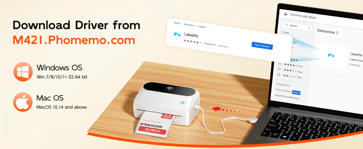 Phomemo M421 Label Printer 4x6 Shipping Thermal Label Maker Compatible with Phone & PC Portable Bluetooth Printers for Package