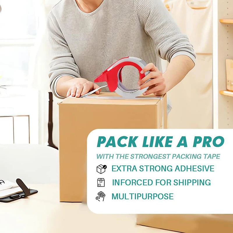 1 Set Heavy Duty Transparent Packaging Tape With Dispenser For Shipping Clear Packing And Moving Supplies