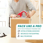 1 Set Heavy Duty Transparent Packaging Tape With Dispenser For Shipping Clear Packing And Moving Supplies
