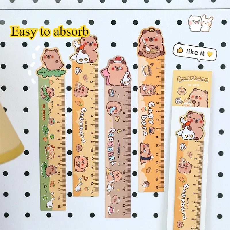 Cartoon Capybara Magnetic Bookmark Ruler Cute Irregular Drawing Ruler for Students Creative Kawaii Kids School Stationery