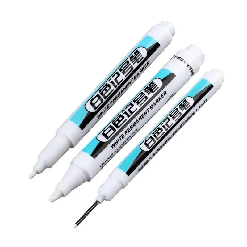1/3Pcs White Permanent Marker Pens 0.7/1.0/2.5MM Paint Markers For Wood Rock Plastic Leather Glass Stone Metal Art Supplies