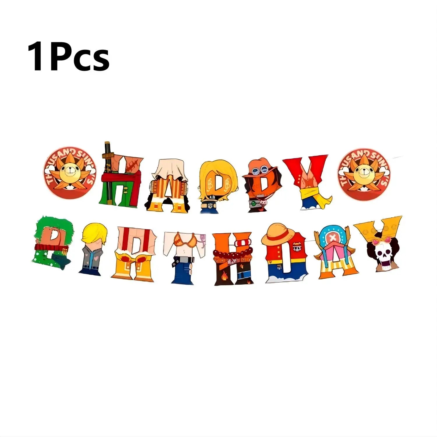 117 Pcs One Piece Party Supplies-One Piece Party Banner Balloons Cake Topper Plates Etc One Piece Birthday Party Decorations