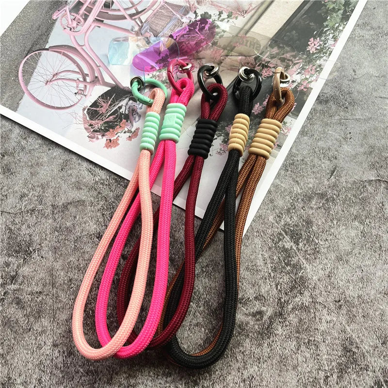 Cellphone Strap Candy Color Rope for Cards Metal Keyring Wrist Lanyard Keychain Portable Cellular Pendant Premium Hand Strap