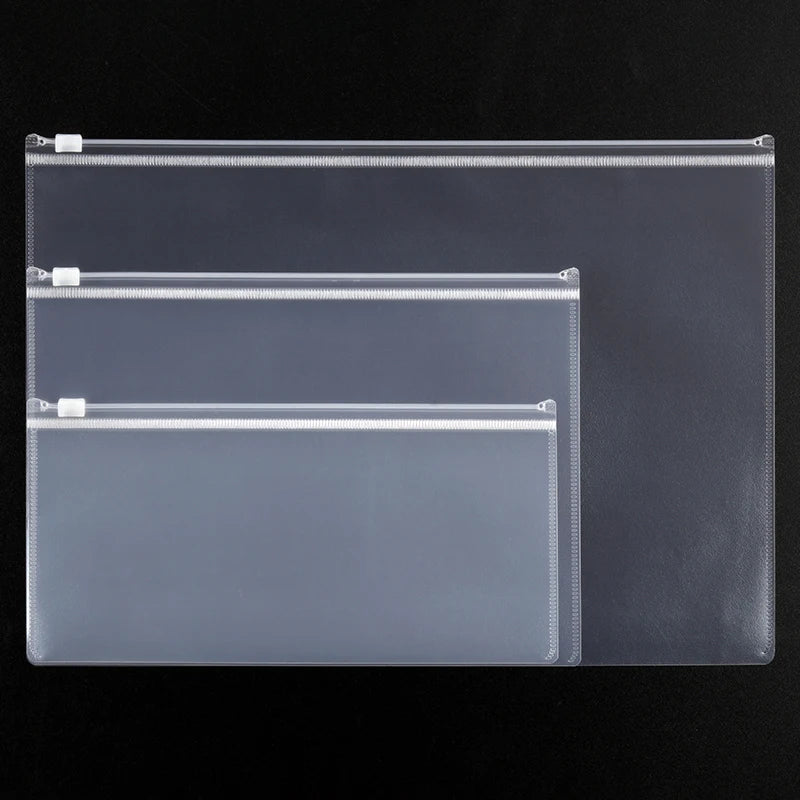 10PCS A4A5A6 Exam Mesh Zipper Bag Student Office Simple Large Capacity Transparent Document Bags