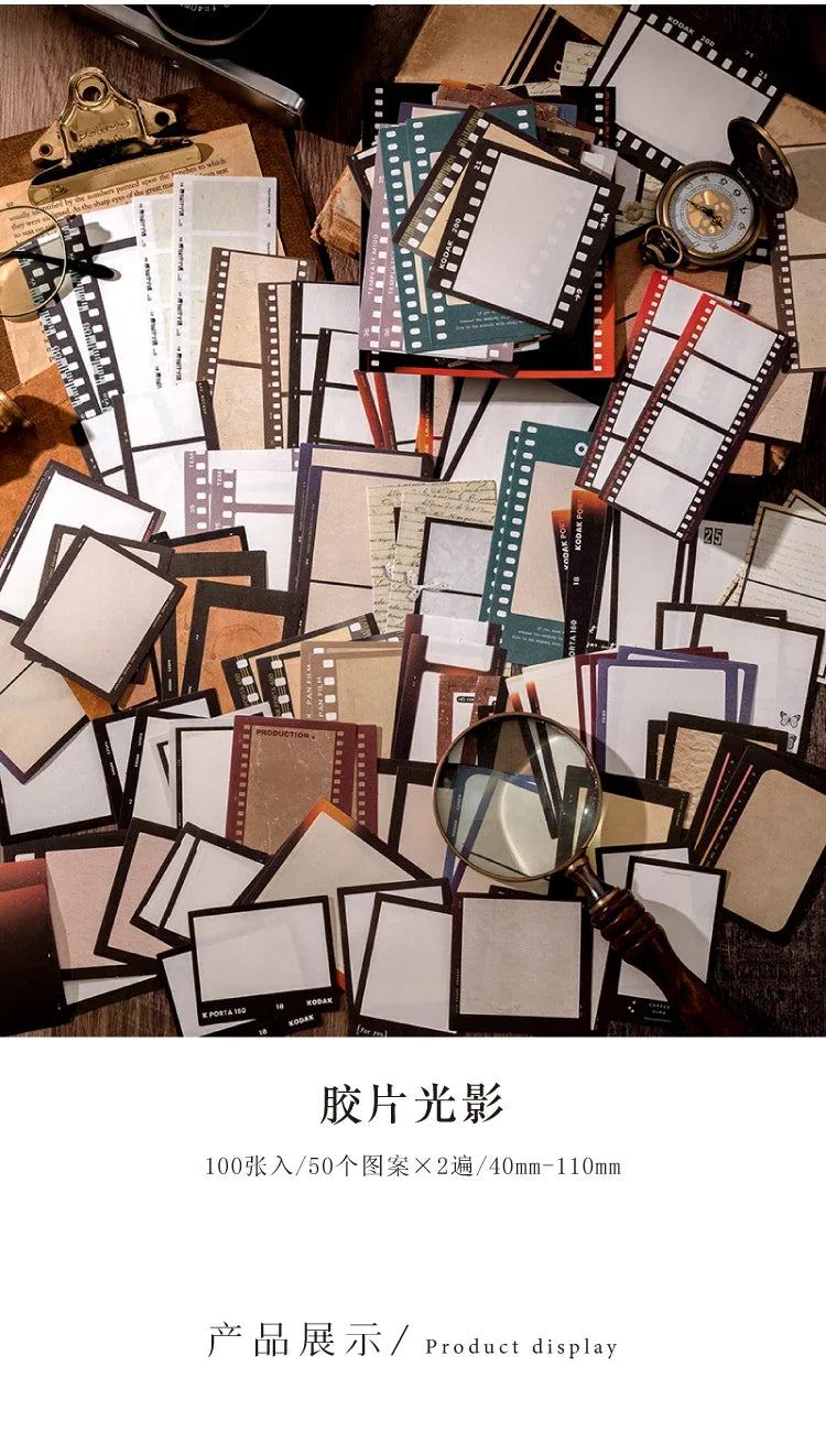 Journamm 100pcs/pack Creative Memo Pads Set DIY Scrapbooking School Supplies Collage Stationery Junk Journal Vintage Notes Paper