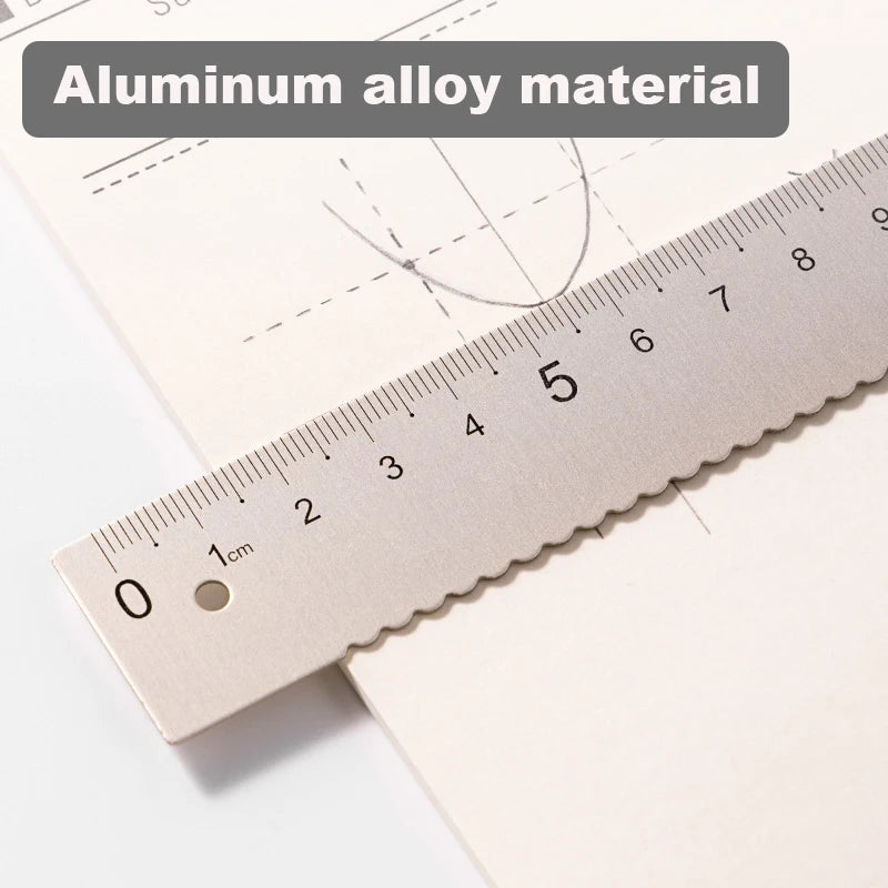 Deli 4Pcs Student Stationery Set Triangle Ruler Straight Ruler Grid Ruler Angle Measuring Tool Aluminum Alloy Material