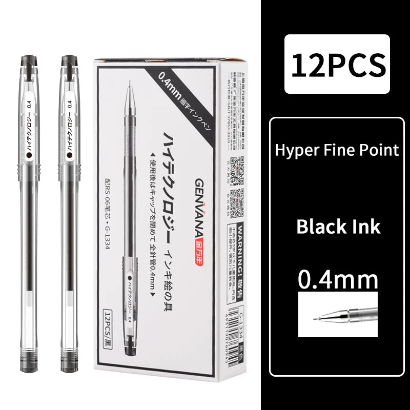 Hyper Fine Point，0.25mm,0.3mm,0.4mm，Gel Ink Pen， Black Ink,Smooth Writing for Teachers Office & School Supplies