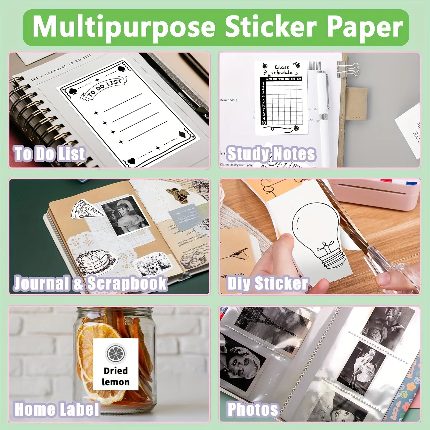 50x80mm Thermal Label Stickers Self-Adhesive, Fit Portable Thermal Printers Clothing Tags/Gift Wrapping/Address/Mailing/Project