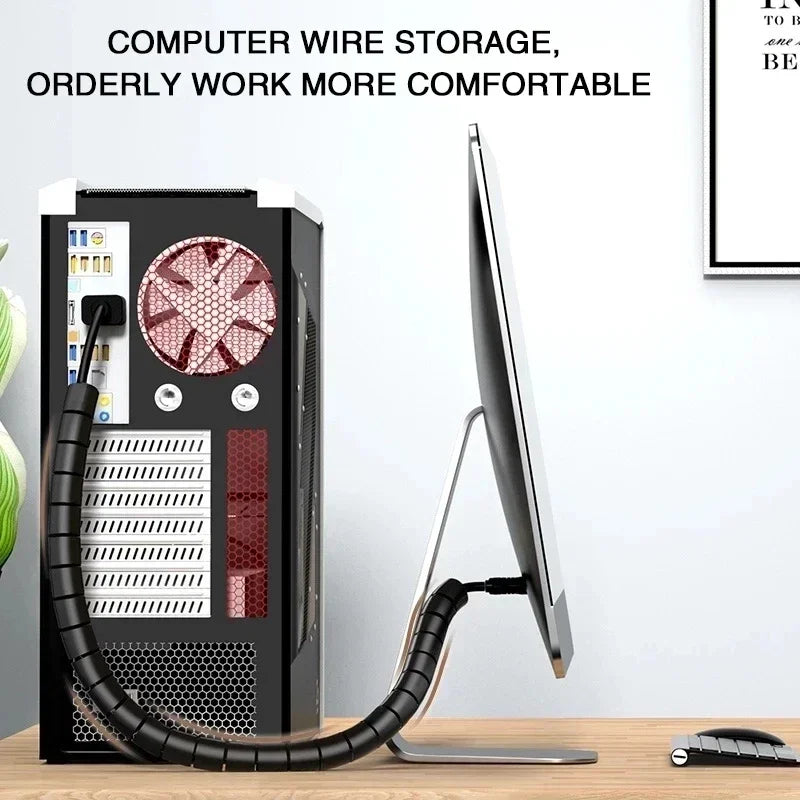 Cable Tube Sleeve Flexible Cord Bundler Wire Wrap Cable Management System Desk Wire Organizer for Office Home TV PC Computer