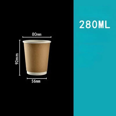 50pcs/pack Kraft Paper Bubble Tea Cup Double-layer Heat-insulating Paper Cup Disposable Thick Hollow Coffee Cup Accept Customize