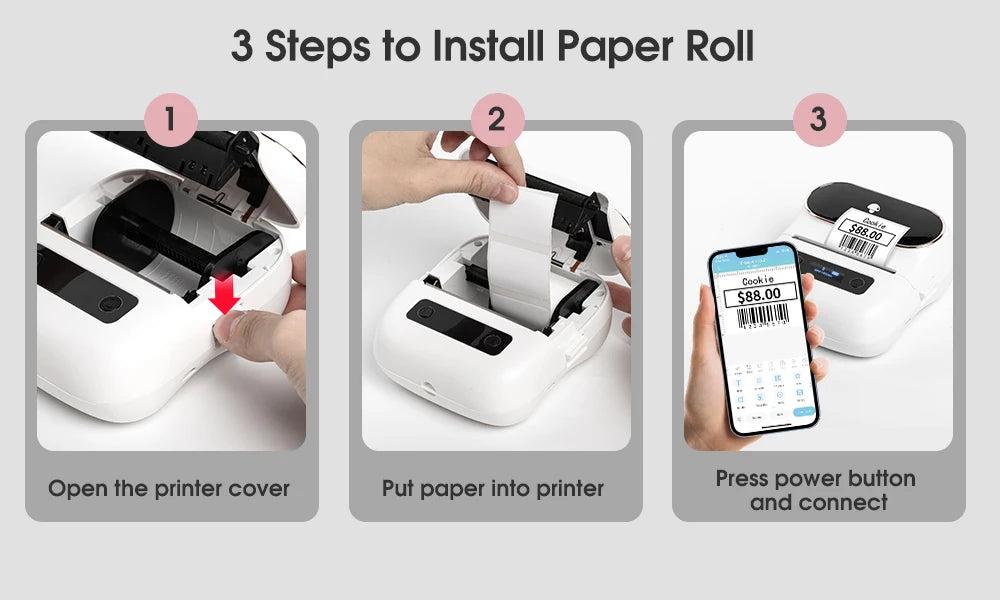 Phomemo M220 Bluetooth Thermal Label Printer 20-75mm Portable 203DPI Label Maker for Barcode Address Mailing File Labels