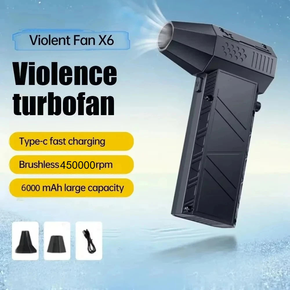 450,000RPM X6 Air Blower Powerful dust Vacuum Cleaner Fast Charging Strong Wind Brushless Violent Fan for car/computer cleaning