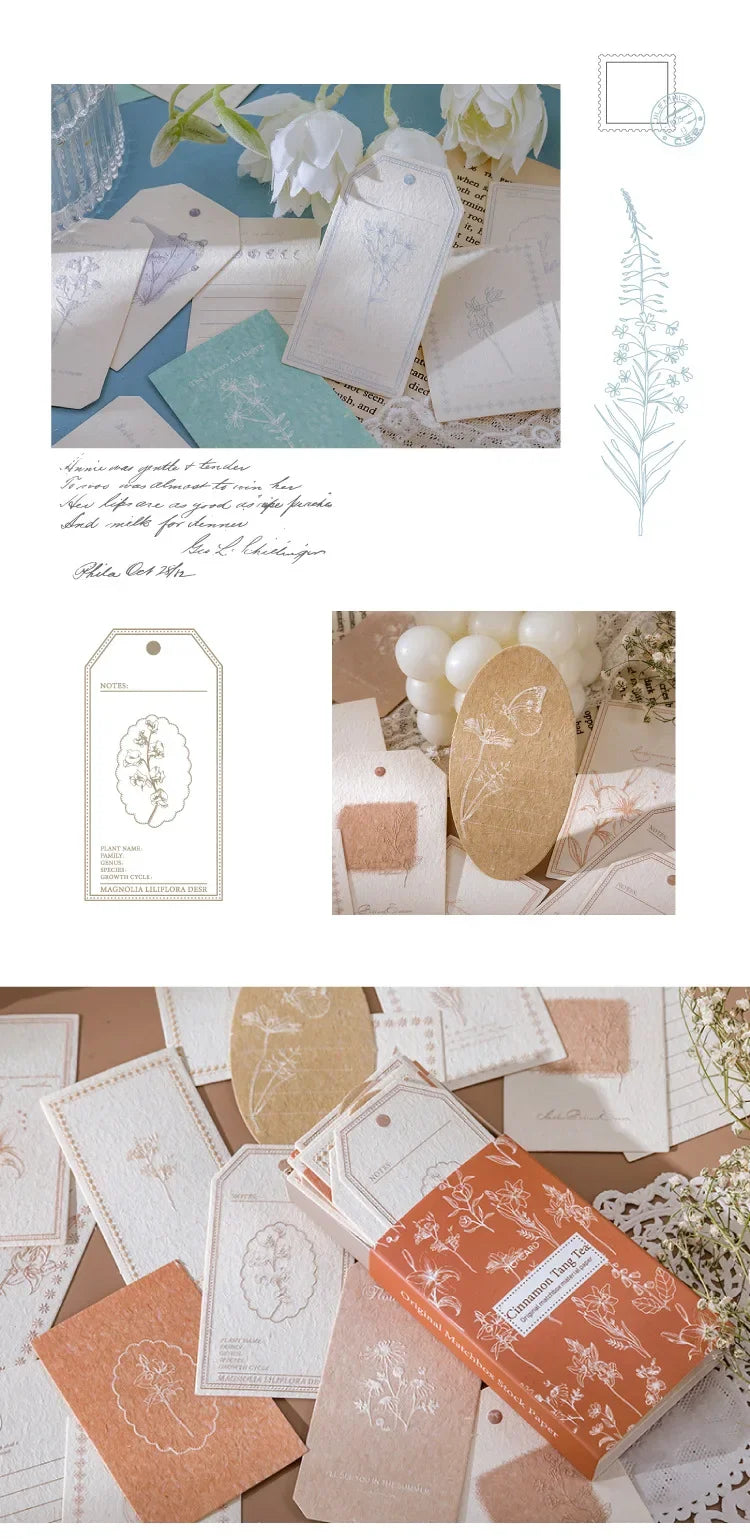30Pcs Colorful Flower Plant Texture Card Stock Craft Paper Junk Journal Ephemera Forest Leaf Scrapbooking Material Paper Pack