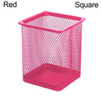 Multifunction Round/Square Mesh Pen Pot Multicolor Pen Holder Desk Tidy Stationery Organiser Pencil Storage Stationery Organiser