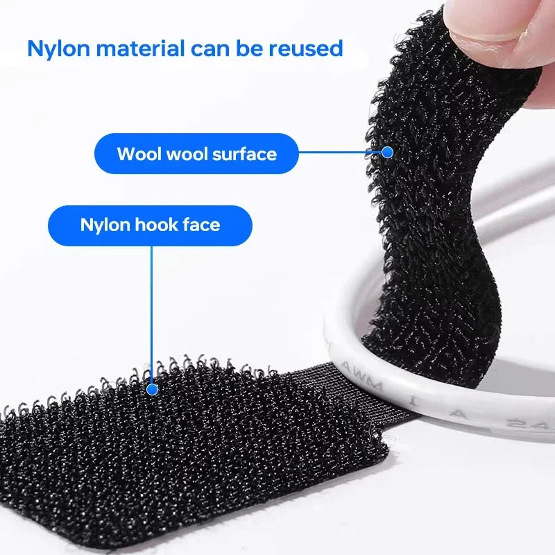 20Pcs Adhesive Cable Management Straps Reusable Self-Adhesive Cable Organizer Ties for Desk Wire Management