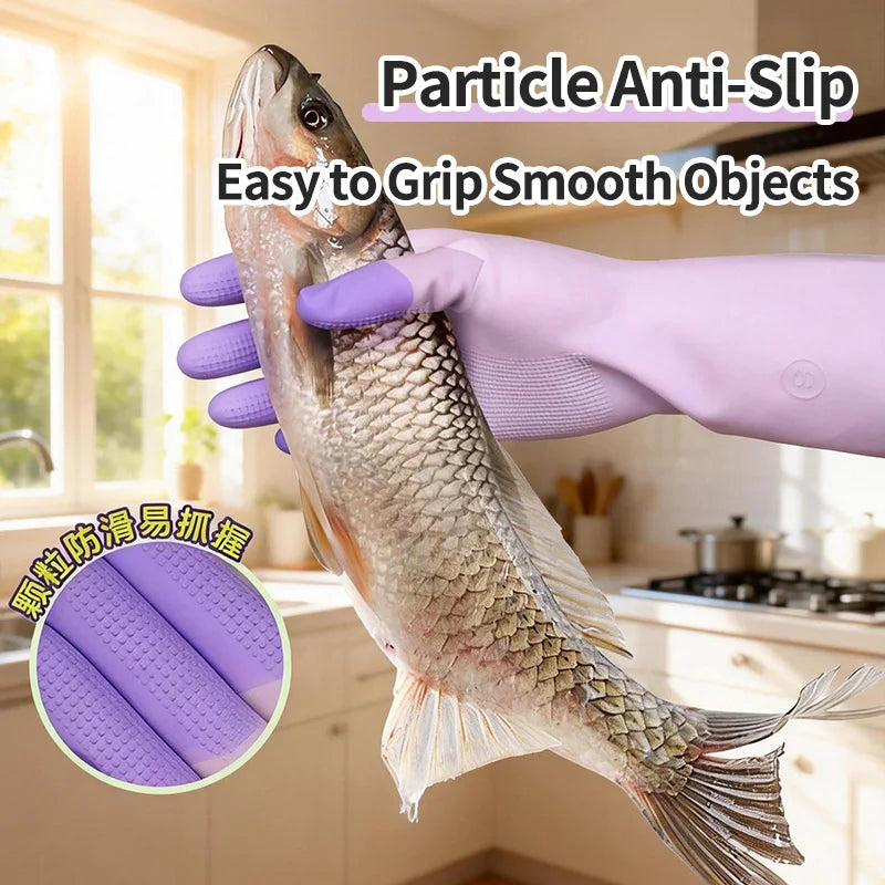 Latex Cleaning Gloves Non Slip Grip Waterproof Reusable for Dish Washing Kitchen Bathroom Household and Laundry Chores