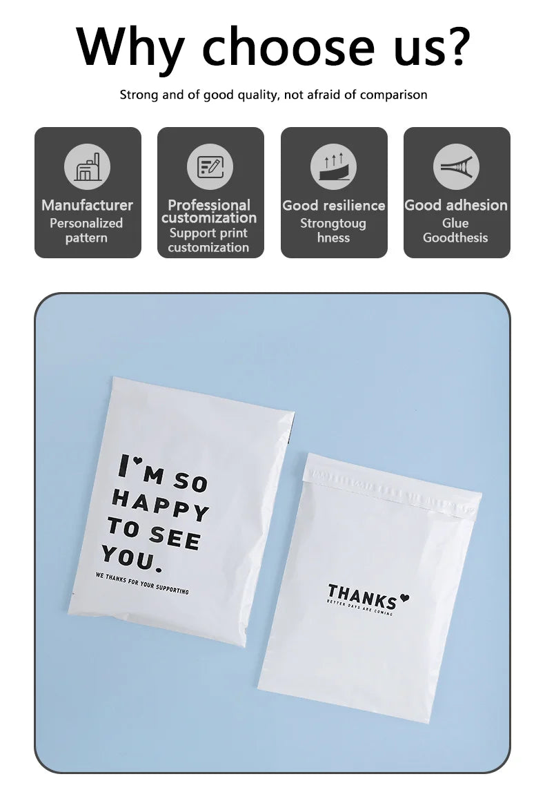 100pcs/lot Plastic Mailing Envelope Bags Polyethylene Shipping Color Packaging Product Storage Custom Printing Own Logo Brand