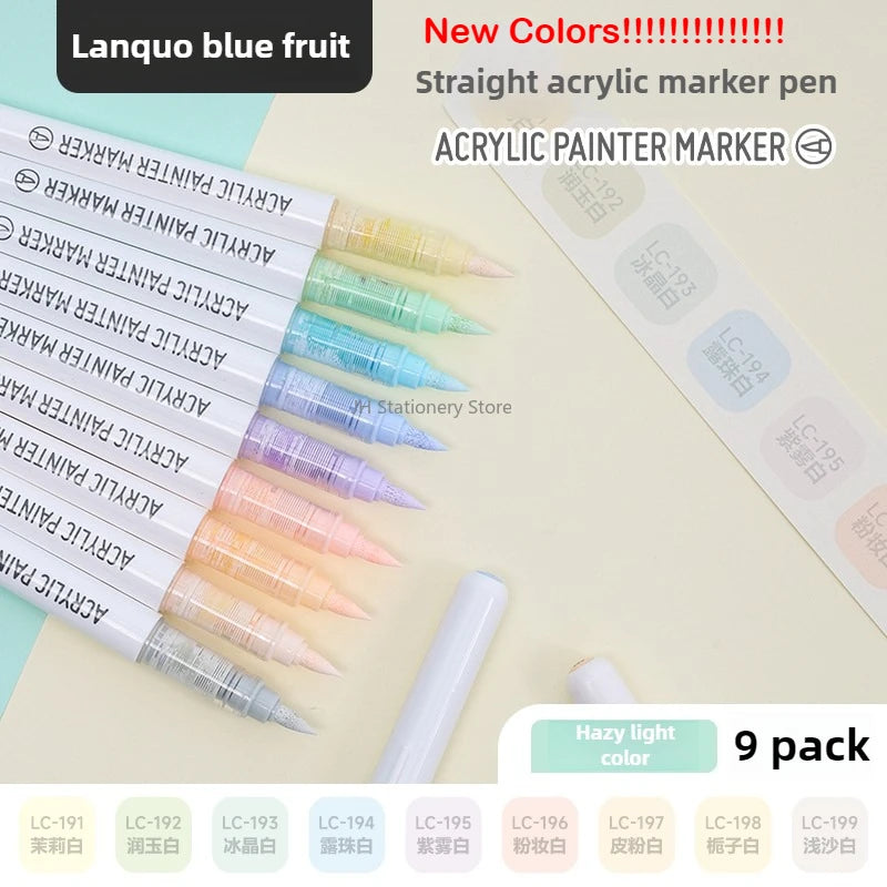 LANGUO 240/9 Colors Acrylic Color Markers Direct Liquid Paint Marker Pen DIY Drawing with Storage Box School Supplies Stationery