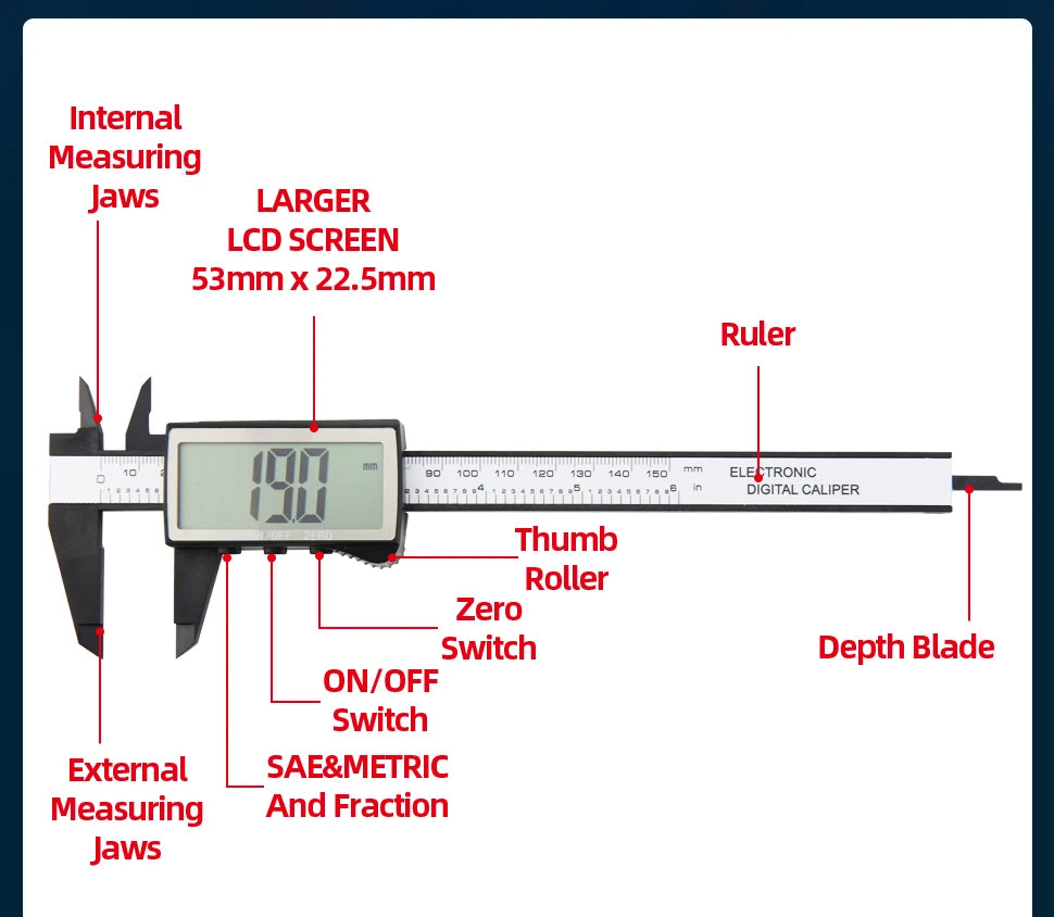 Plastic Caliper Pachometer Digital Caliper Electronic Ruler Vernier Digital Caliber Measuring Tool Digital Calibrator Micrometer
