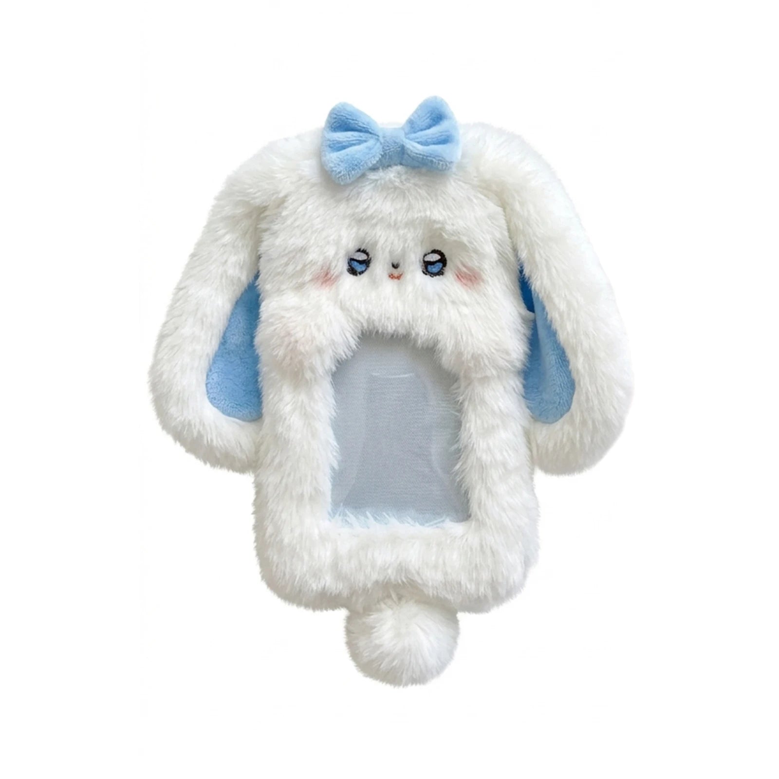 Cute Bunny Plush Photo Holder Student ID Card Holder Rabbit with Bowknot Design Photo Album Photo Protector Cover Gift for