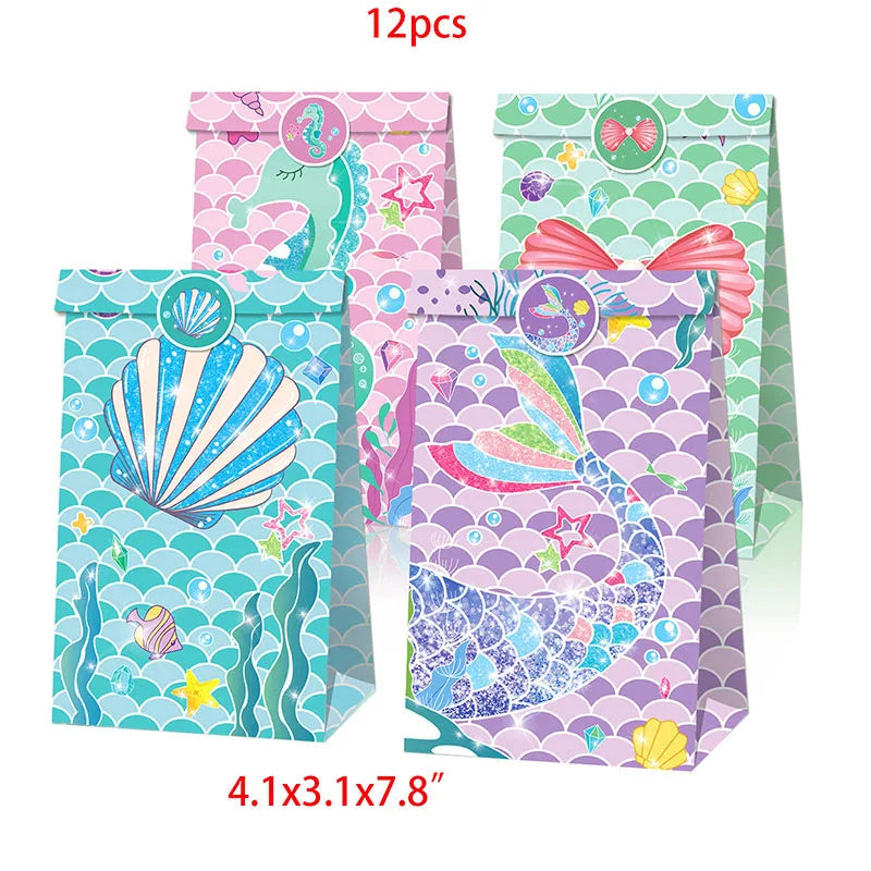 Mermaid Birthday Party Decoration Kids Disposable Plate Cup Girls Under The Sea Little Mermaid Baby Shower Birthday Party Decor