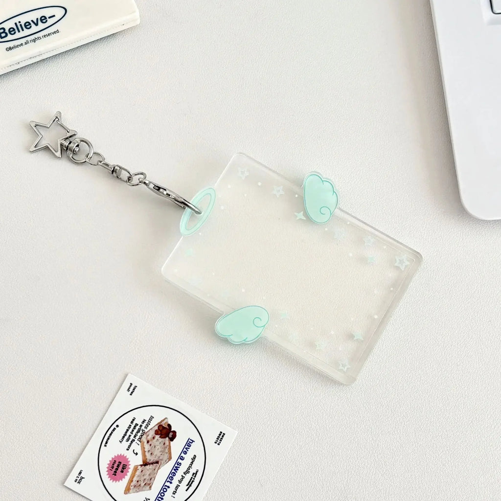 Kpop Card Holder Keychain Sleeve Clear Acrylic Badge ID Holder Idols K-pop Album Binder Photo Frame