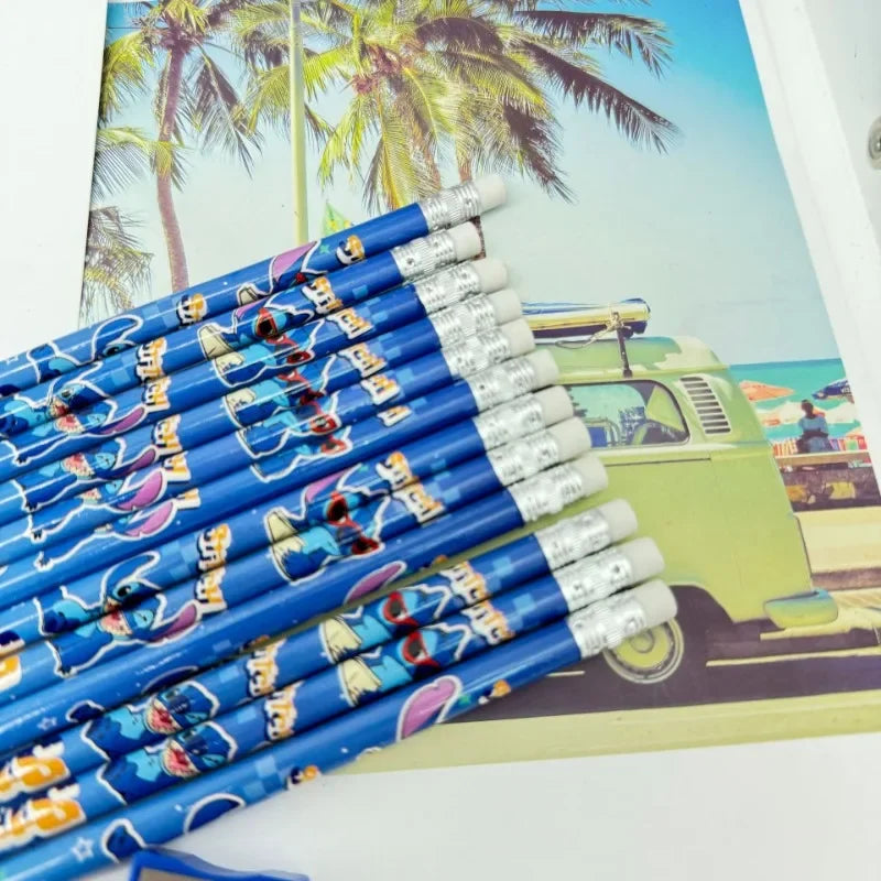 12pcs Cute Stitch Pencil with Sharpener for Students Anime Cartoon Writing Tool Kawaii Pencils Children School Supplies Gifts
