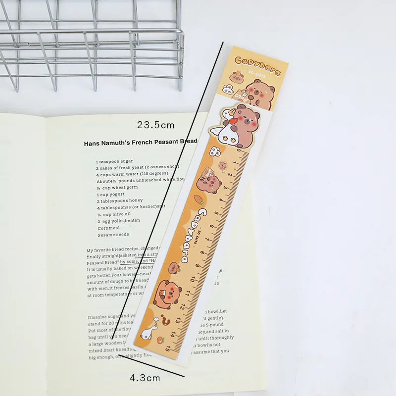 Cartoon Capybara Magnetic Bookmark Ruler Cute Irregular Drawing Ruler for Students Creative Kawaii Kids School Stationery