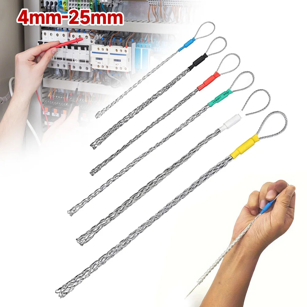 6 Colors Cable Puller Wire Grip Galvanizing Metal Cable Pulling Socks Mesh Puller Antislip Pipe Conduit Pull Net Cover 4-25mm