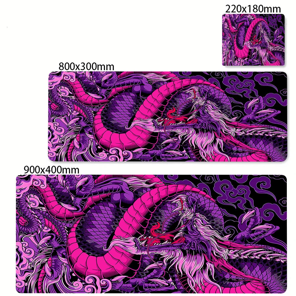 Black and White Dragon Large Mouse Mat Gaming Mousepad Big Rubber Base Mouse Pad Purple Deskpad Eyboard Mats Mousepads 400x900