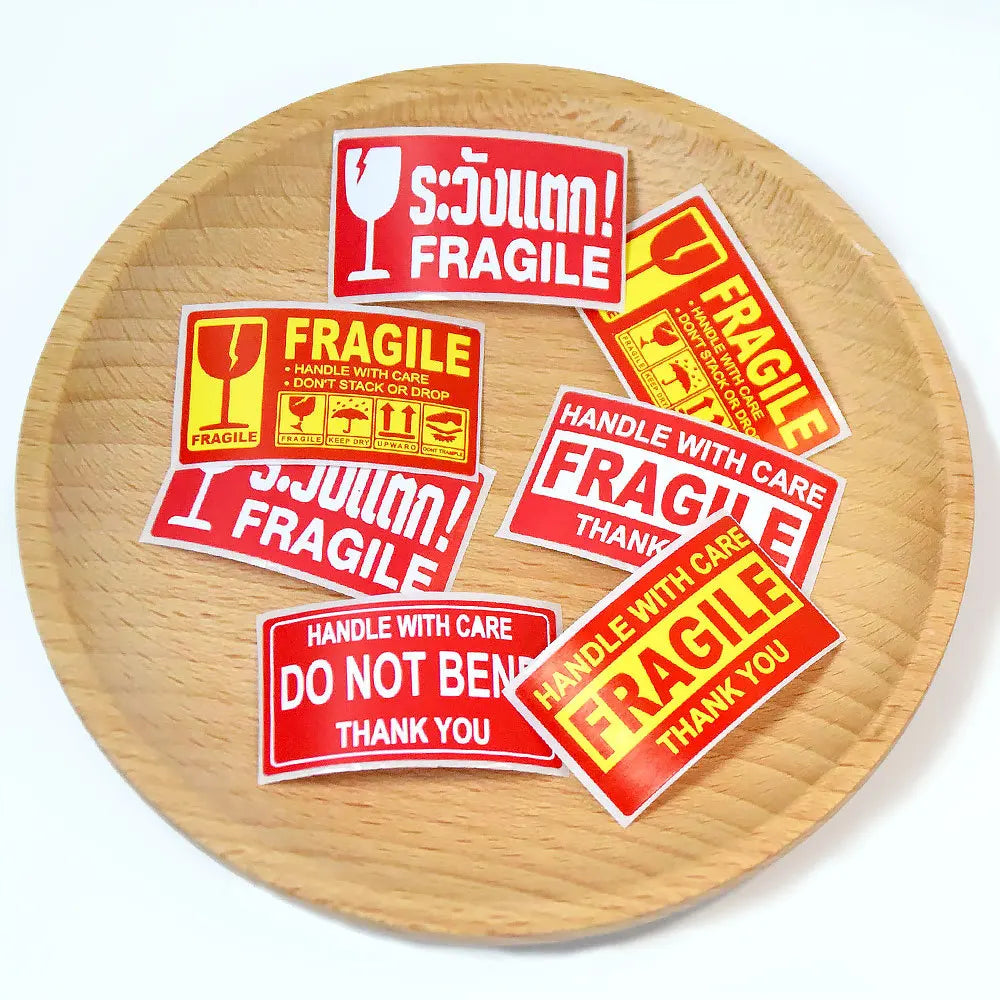 250pcs Fragile Stickers Roll Fragile or Bend Handle with Care 2.5cm*4.5cm Shipping Label Packaging Remind Label Thank You Sticke
