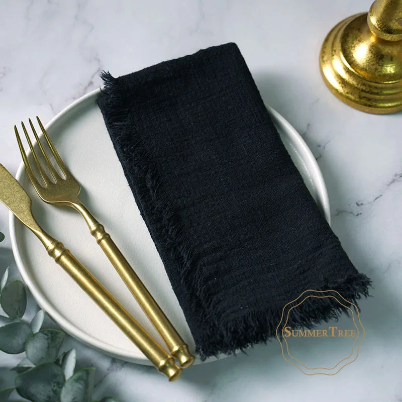 10pcs Napkins 41x41cm Cotton Cloth Gauze Retro Burr Rustic Towel Dining Place Mats Wedding Party Linen Fabric Table Decoration