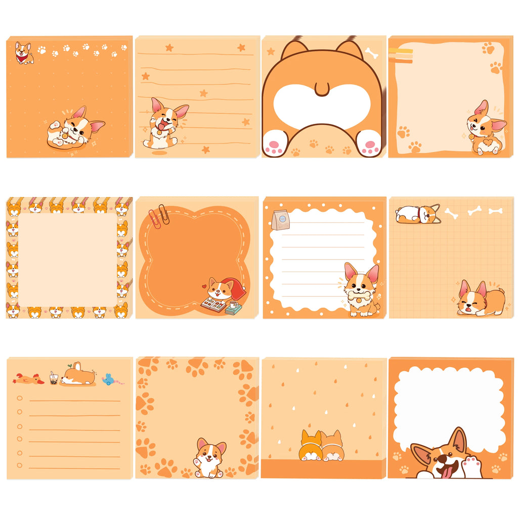 12/24pcs Cute Animals Sticky Notes Set, Refrigerator Memo Pads,Self-Stick Dog Cat Notes Pads for Home Office Gifts Supplies